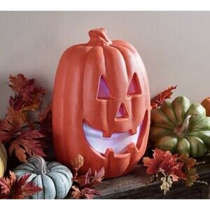 Hay & Harvest 15" Illuminated Pumpkin with Light Show - Orange